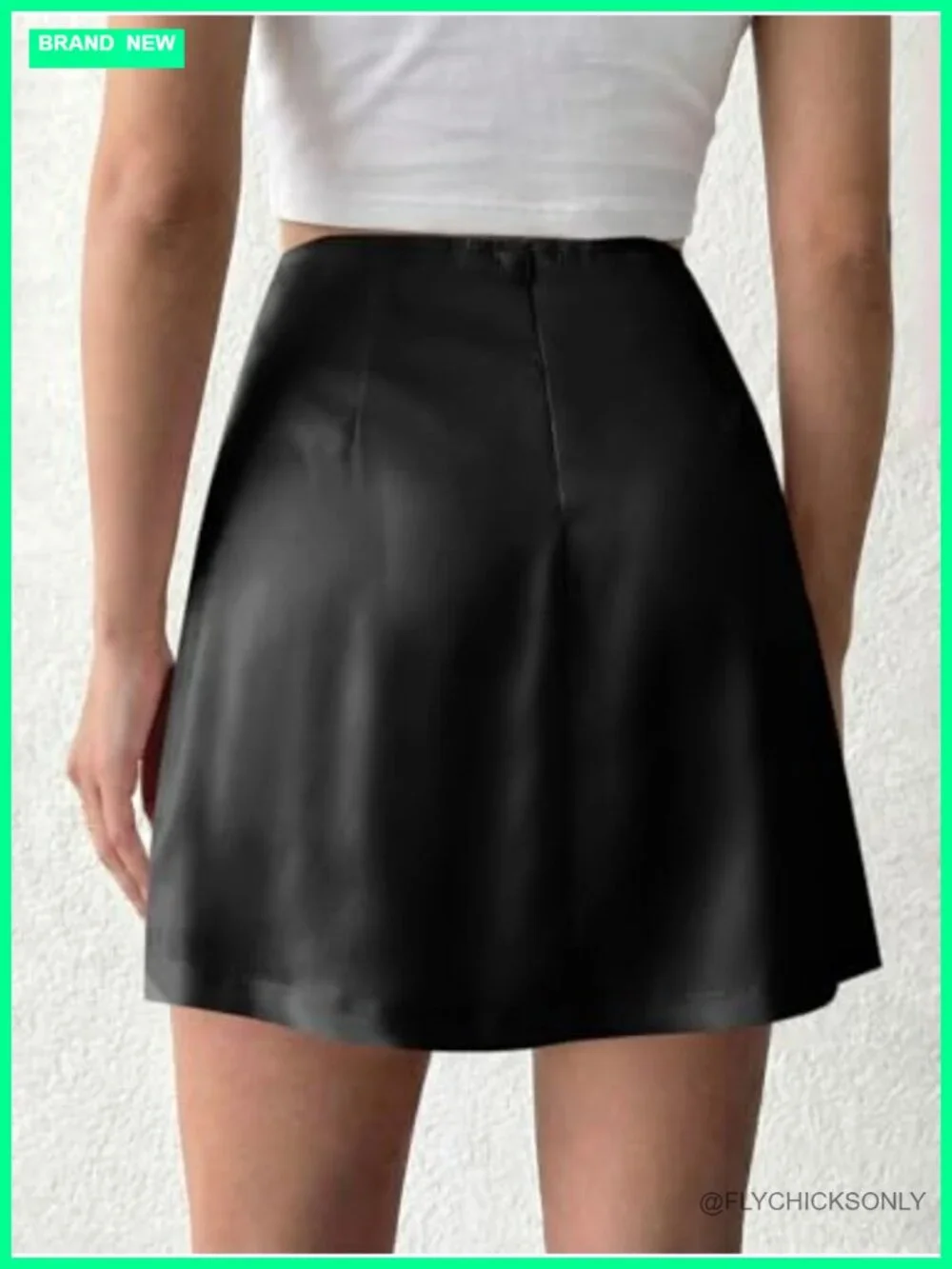 Satin Mini Skort with Built-in Shorts High Waist Side Slit Zipper Back A-Line